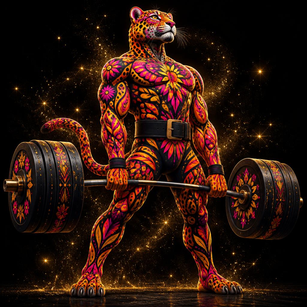 Alebrije Jaguar realizando Peso muerto