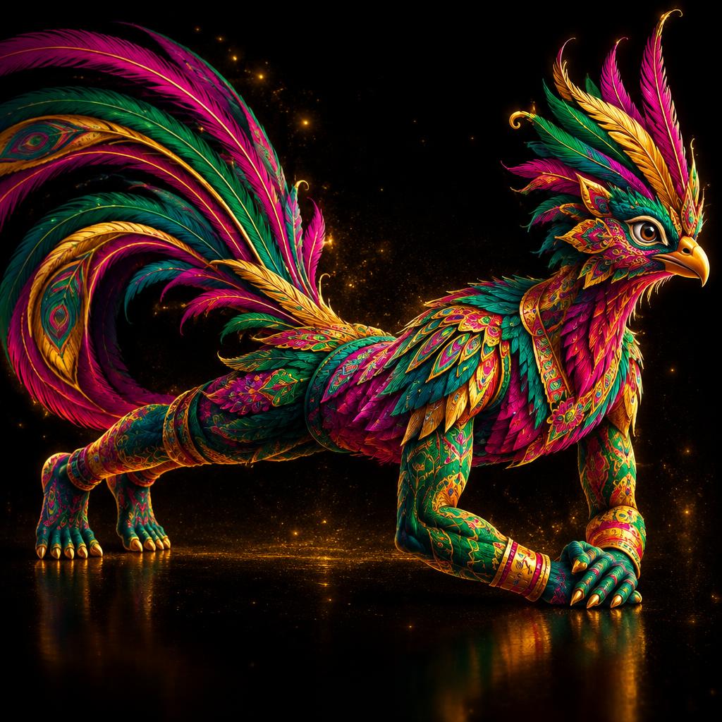 Alebrije Quetzal realizando Plancha frontal